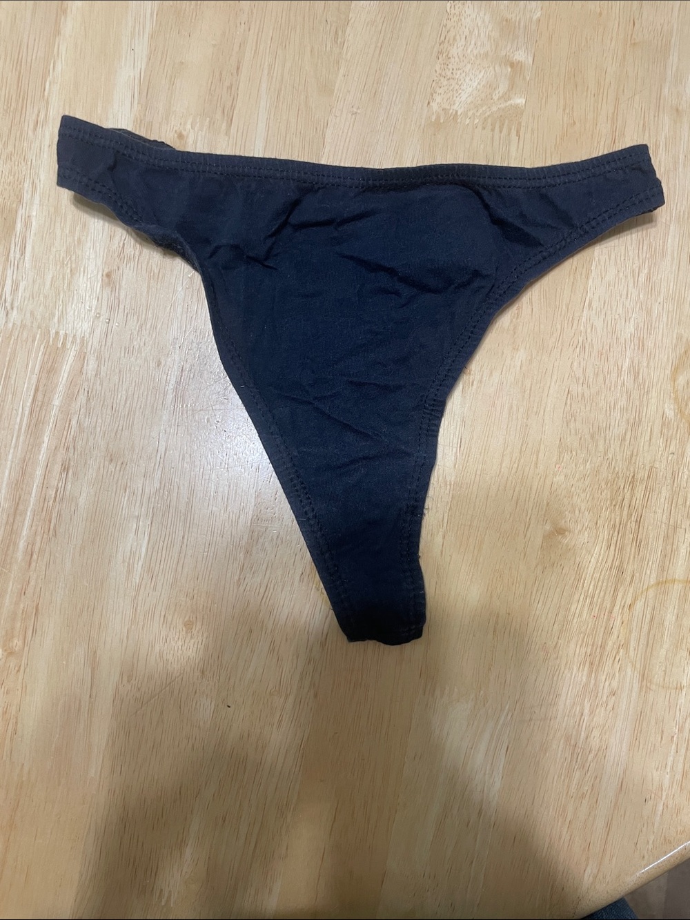 Black Cotton Thong Panty - Classic Black